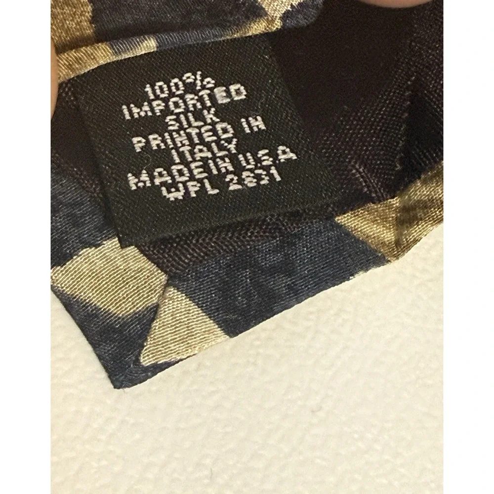 Vintage 90s George Machado Silk Tie Geometric Diamond Pattern Made in USA